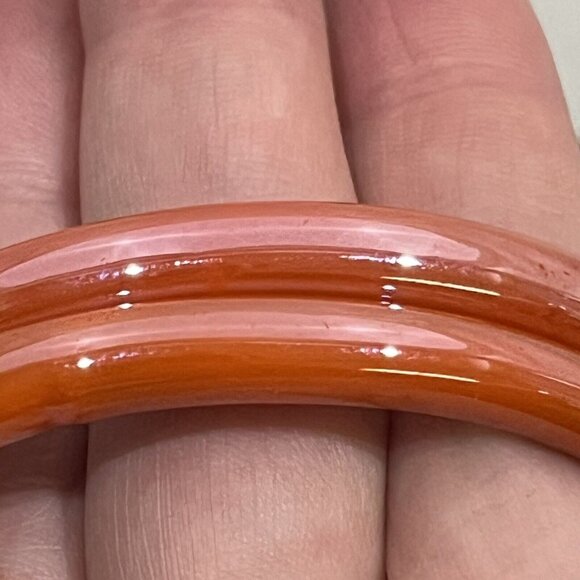 Set Of 2 Unbranded Vintage Orange Glass Bangle Bracelets - Picture 7 of 15